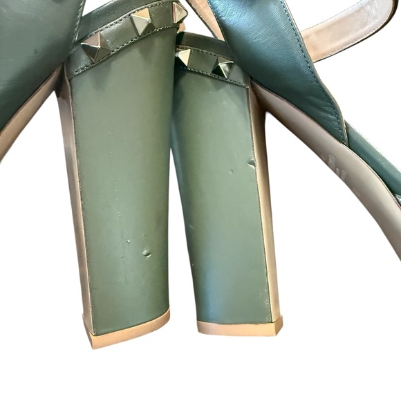 Valentino Garavani Rockstud Accent Green Leather Platform Sandals EU 41 US 11 - Picture 11 of 15